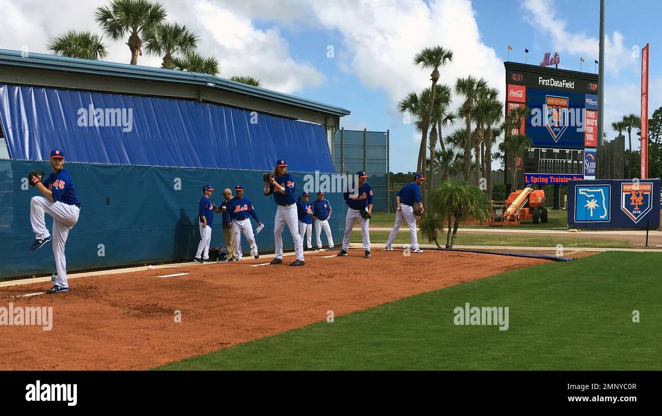 New York Mets pitchers, from left, Zack Wheeler, Noah Syndergaard, Seth