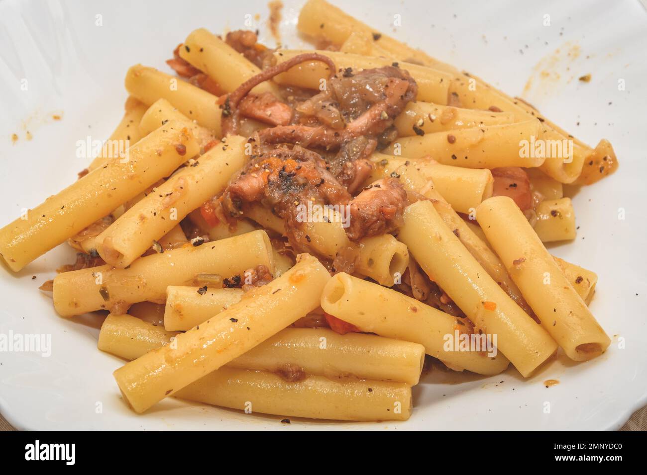 Ziti Pasta With Genovese Sea Sauce Stock Photo Alamy