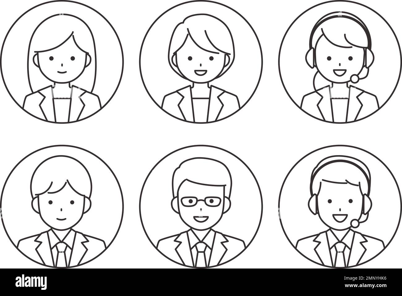 Icon of men and women in suits. Circular and contoured design. Black ...