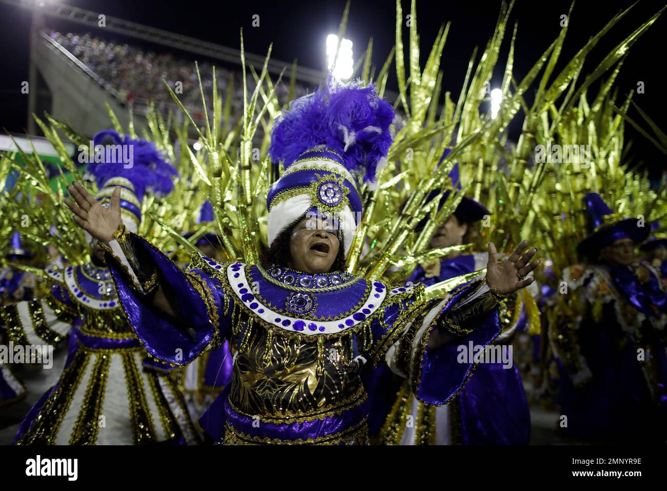 A performer from the Portela samba school parades during Carnival ...