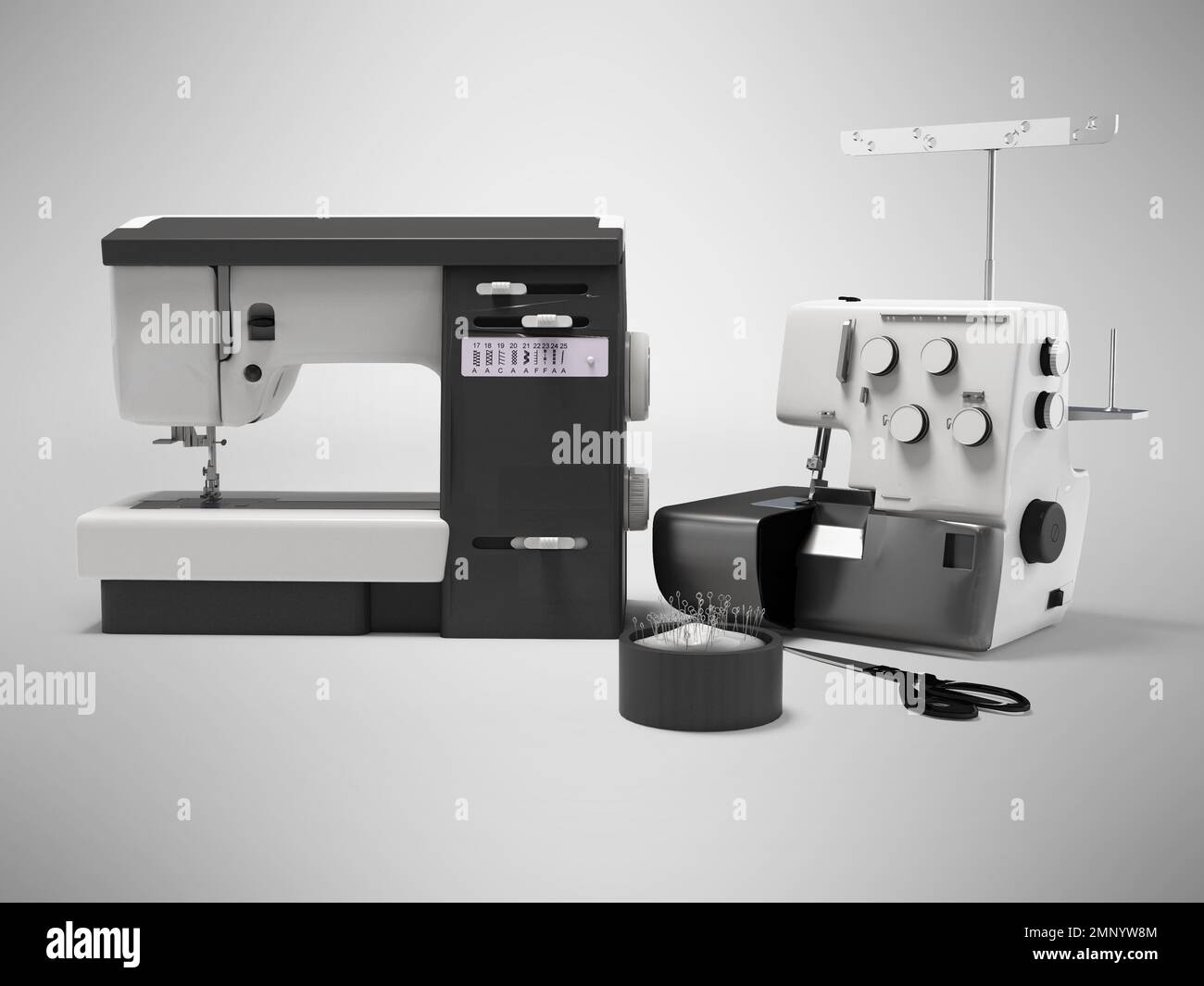 3d illustration of universal electric sewing machine and electric ...