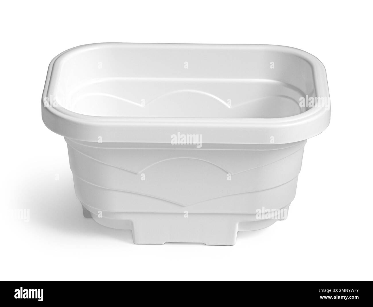 Empty Square Plastic Flower Pot White Color isolated on white