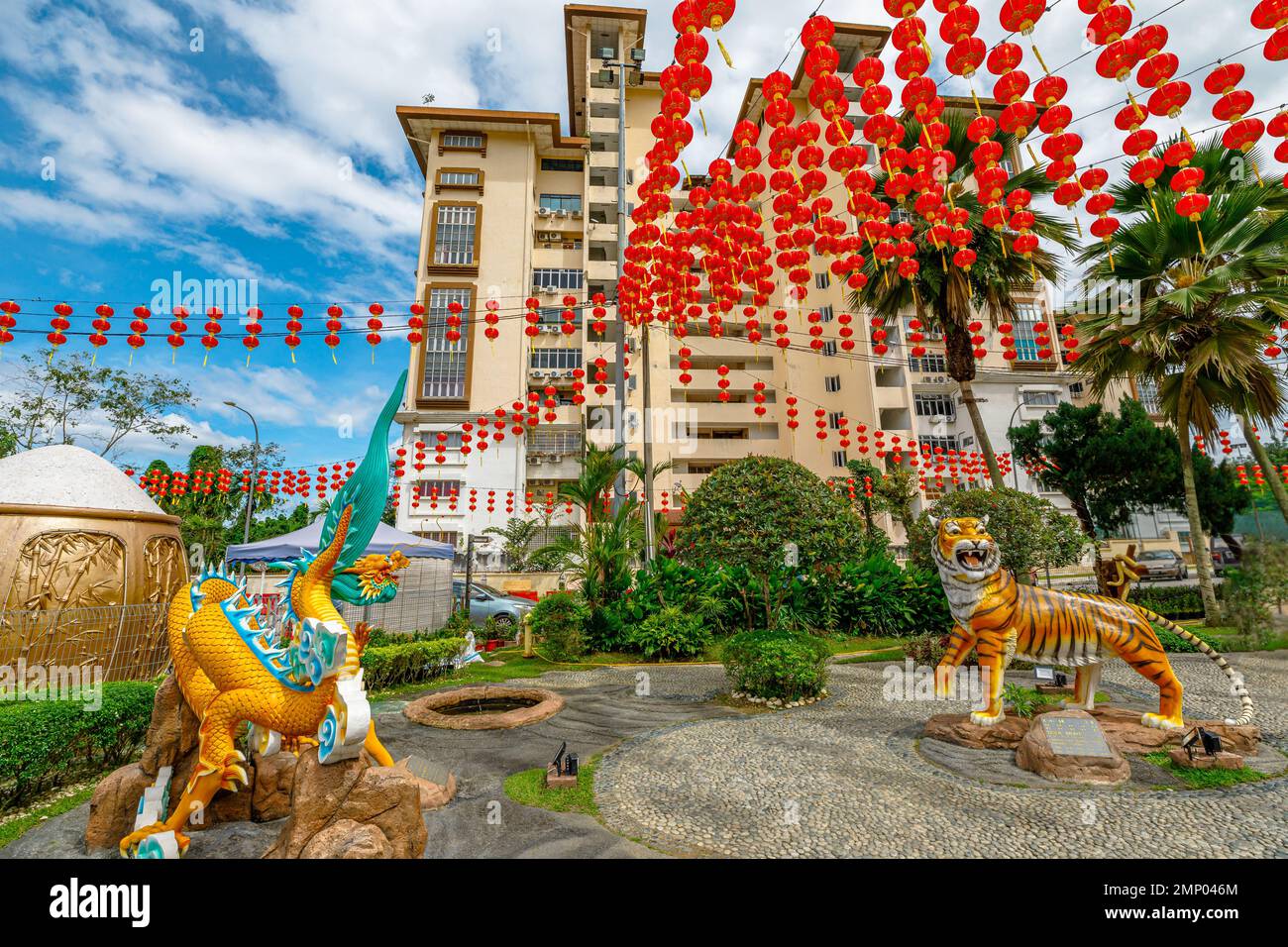 Kuala Lumpur, Malaysia - January 2023: Statues related to the Chinese zodiac will be featured in Thean Hou Temple to commemorate the Chinese New Year Stock Photo