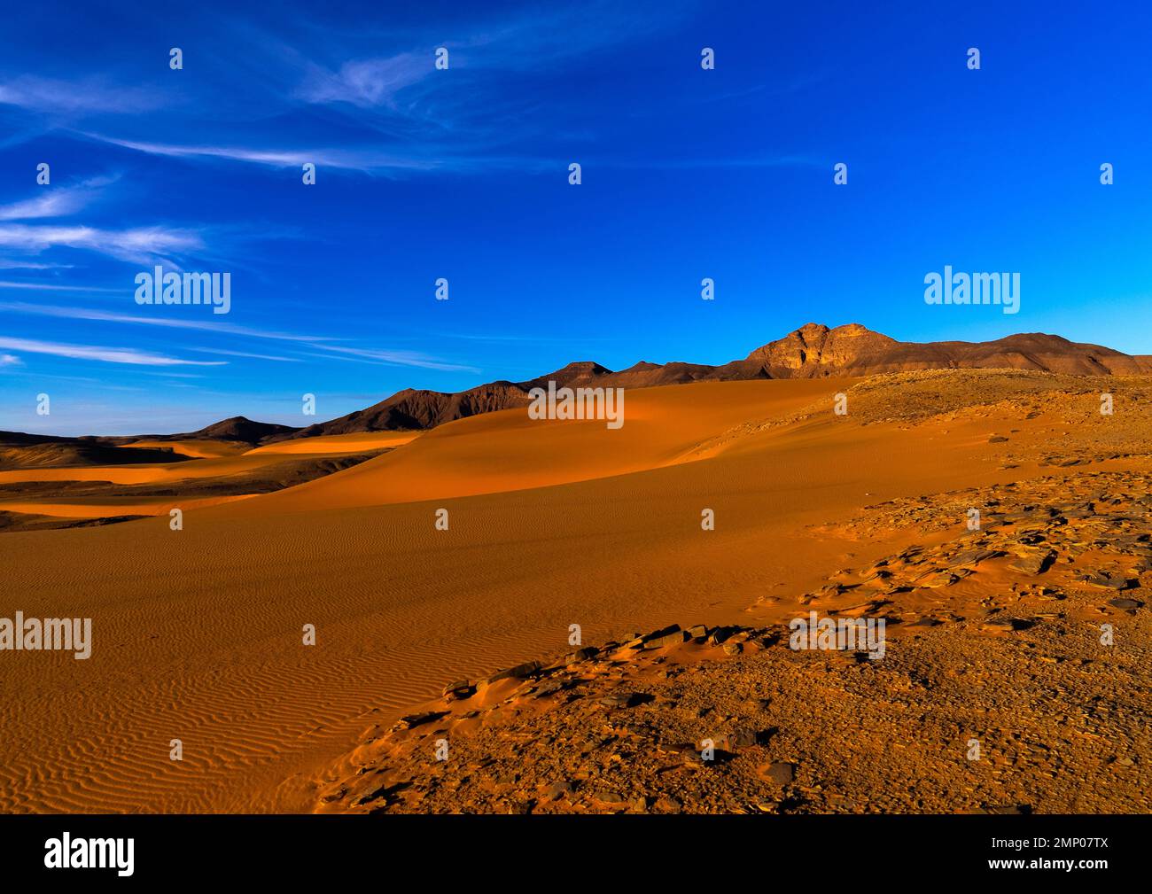 Sand dunes in the Sahara desert, Tassili N'Ajjer National Park, Tadrart ...