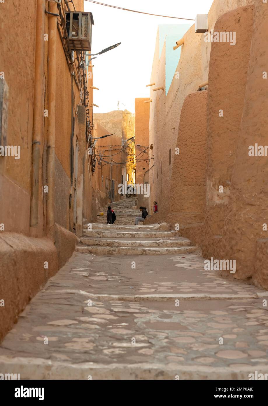 Street in Ksar Beni Isguen, North Africa, Ghardaia, Algeria Stock Photo