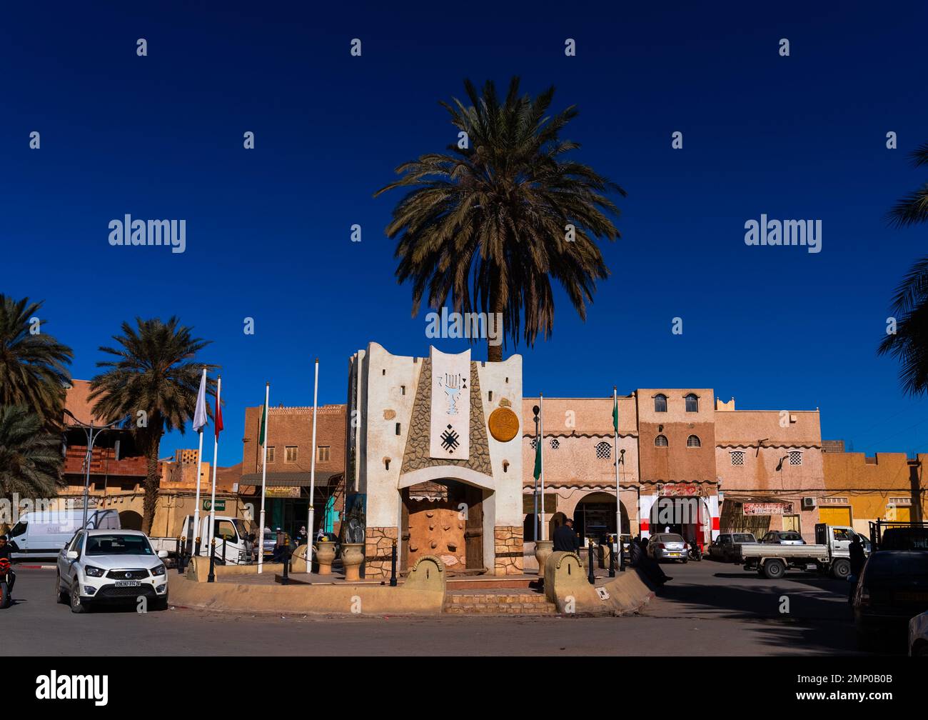 Roundabout in a square, North Africa, Ghardaia, Algeria Stock Photo