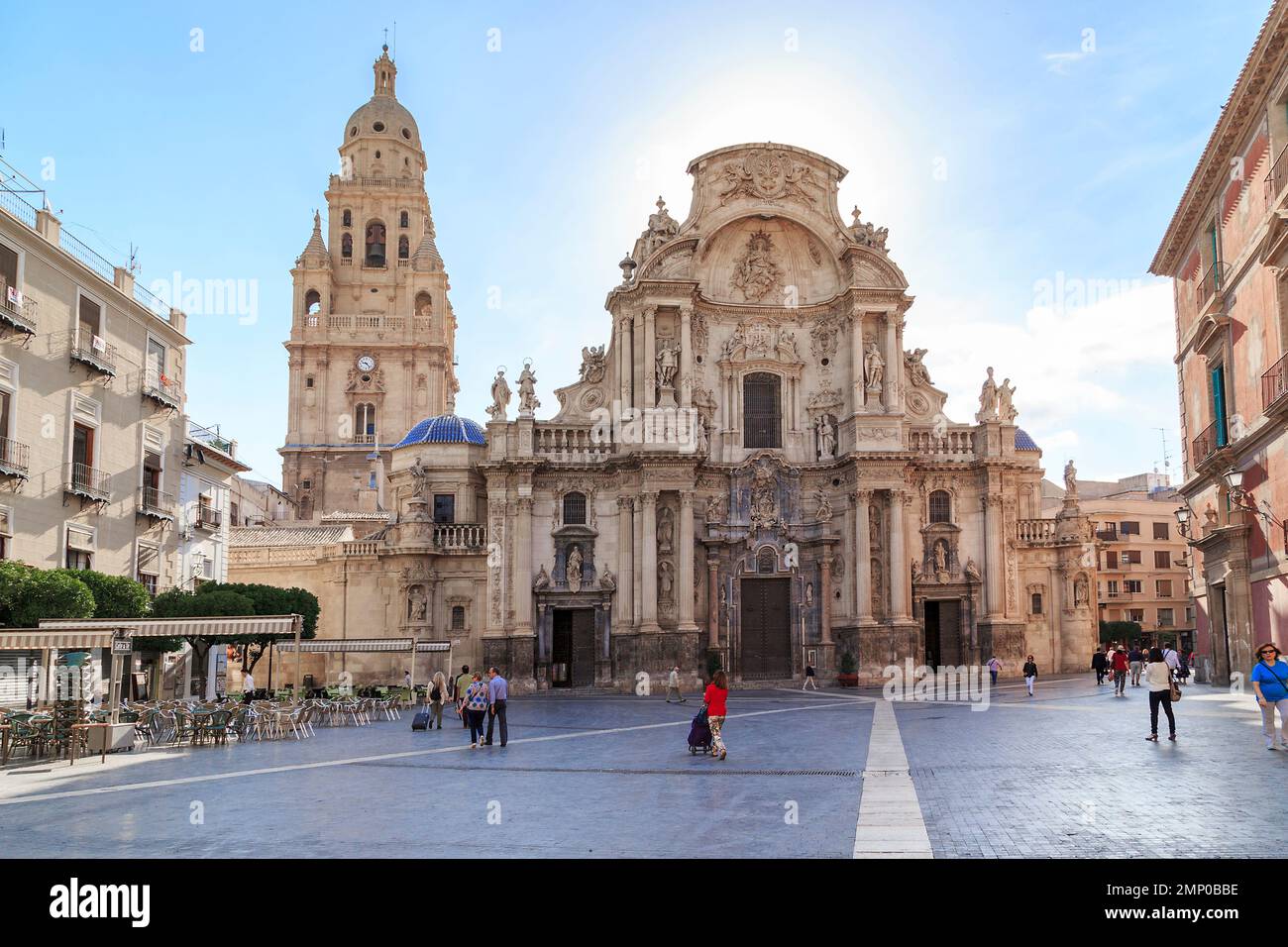 MURCIA, SPAIN - MAY 19, 2017: This is the Cathedral of St. Mary, whose construction in different architecture styles. Stock Photo