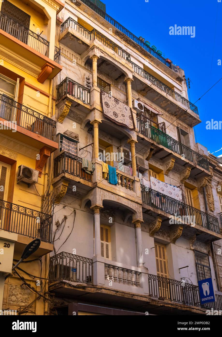 Old french colonial building, North Africa, Oran, Algeria Stock Photo