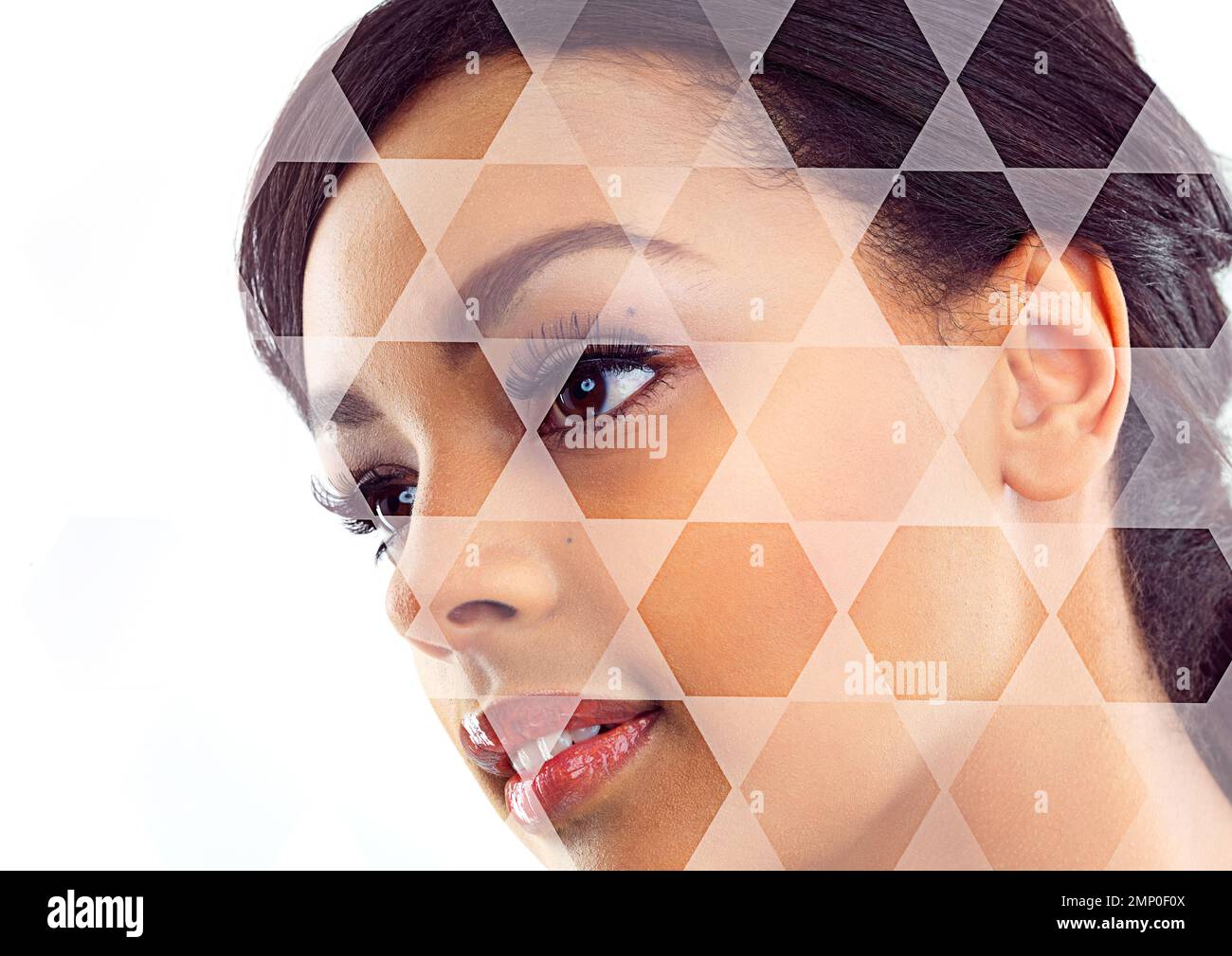 Revitalize your skin. Closeup shot of a young woman with perfect skin with a patterned overlay. Stock Photo