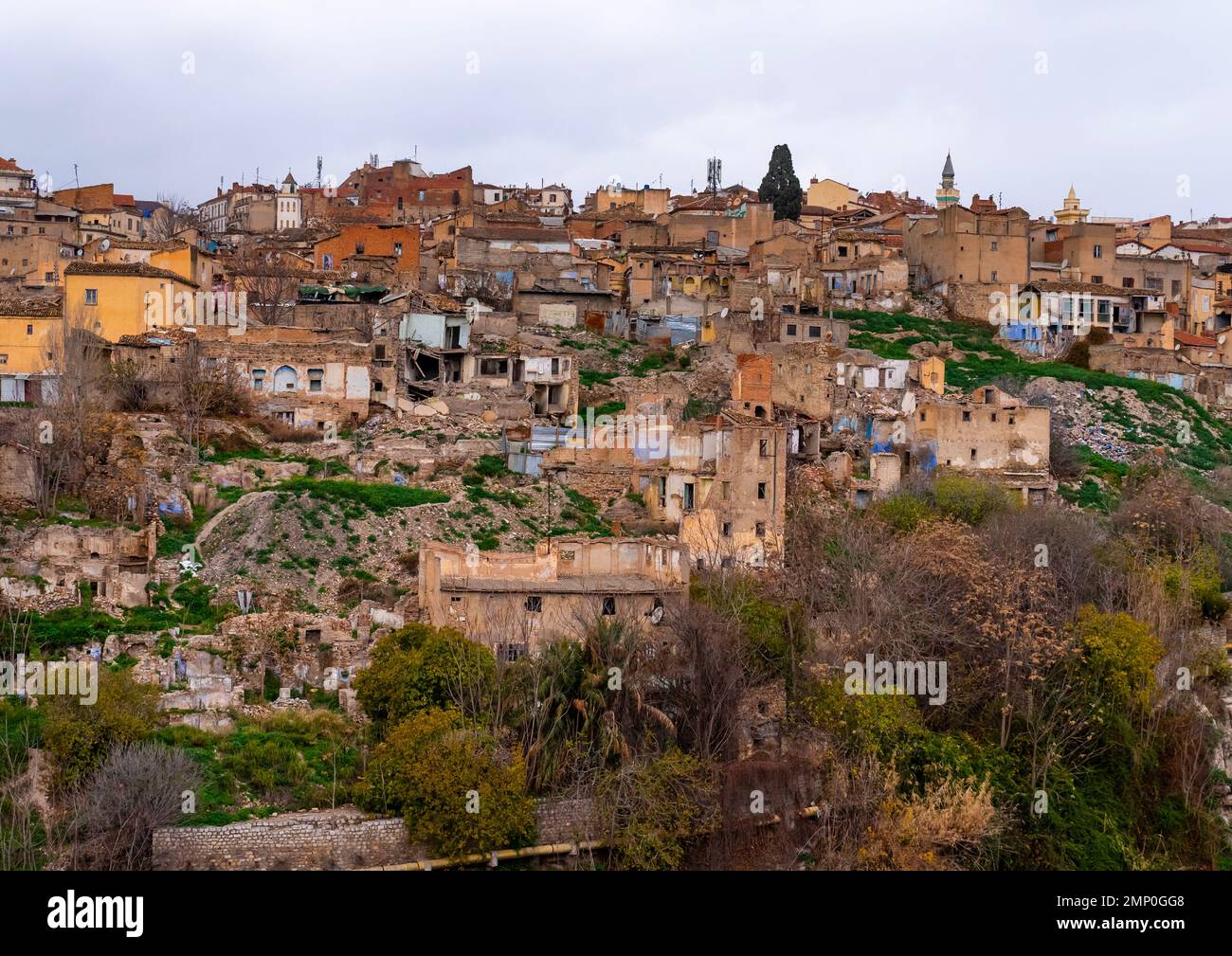 Old houses on the canyon, North Africa, Constantine, Algeria Stock Photo