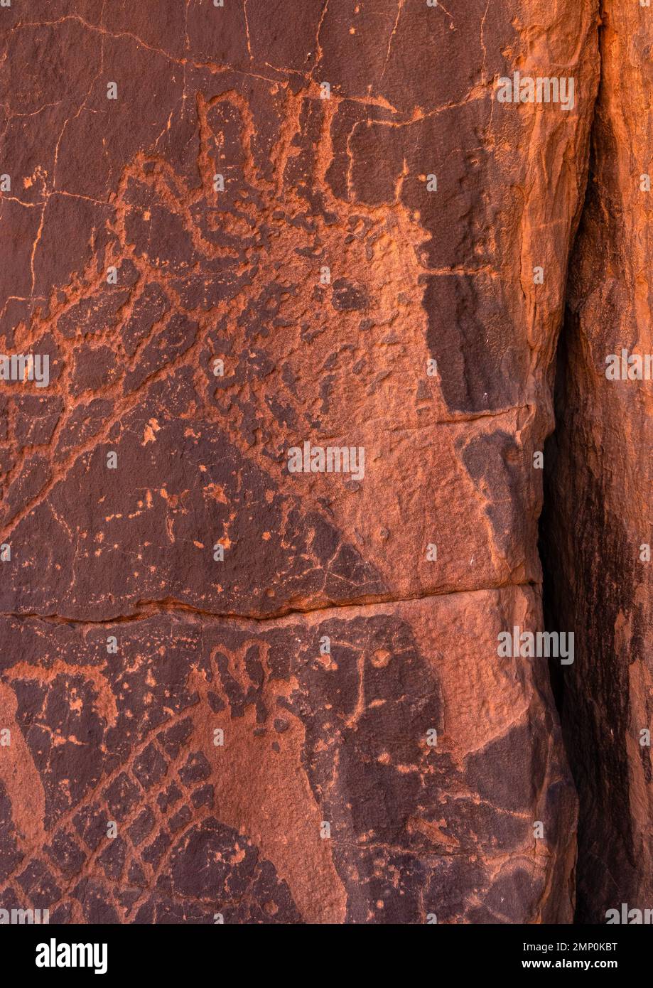 Rock carvings depicting giraffes, Tassili N'Ajjer National Park, Tadrart Rouge, Algeria Stock Photo