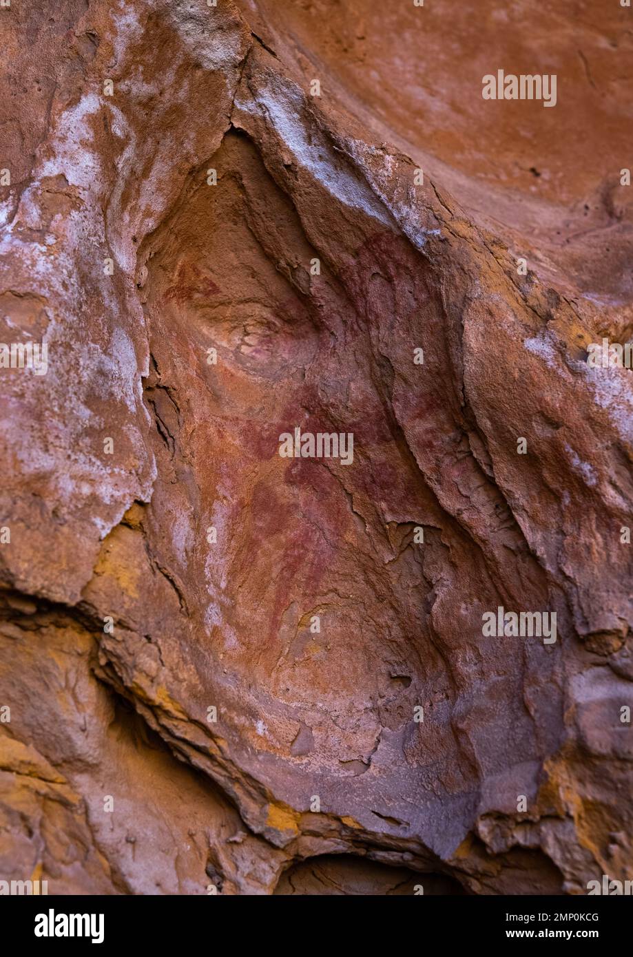 Petroglyph depicting a human being, Tassili N'Ajjer National Park, Tadrart Rouge, Algeria Stock Photo