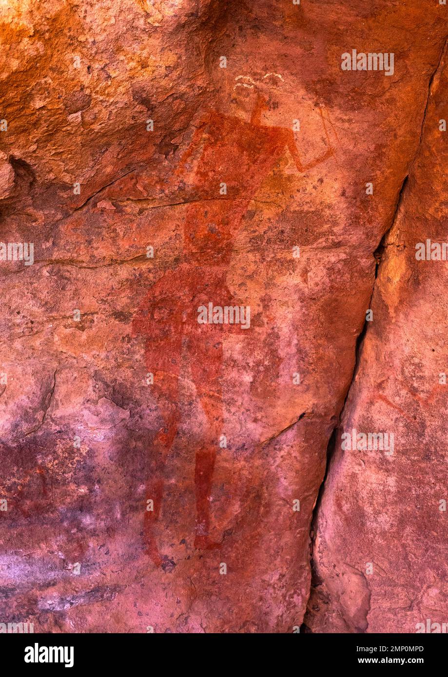 Rock painting depicting a woman, Tassili N'Ajjer National Park, Tadrart Rouge, Algeria Stock Photo