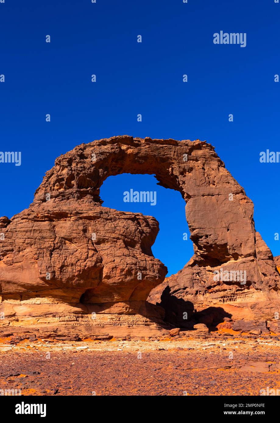 Rock formation with african continent shape , Tassili N'Ajjer National Park, Tadrart Rouge, Algeria Stock Photo