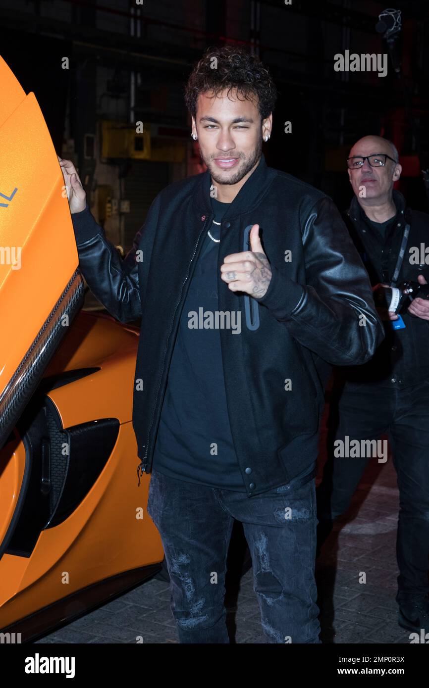 Soccer player Neymar poses for photographers upon arrival at the Nike  Celebrates The Beautiful Game event, in London, Wednesday, Feb. 7, 2018.  (Photo by Vianney Le Caer/Invision/AP Stock Photo - Alamy