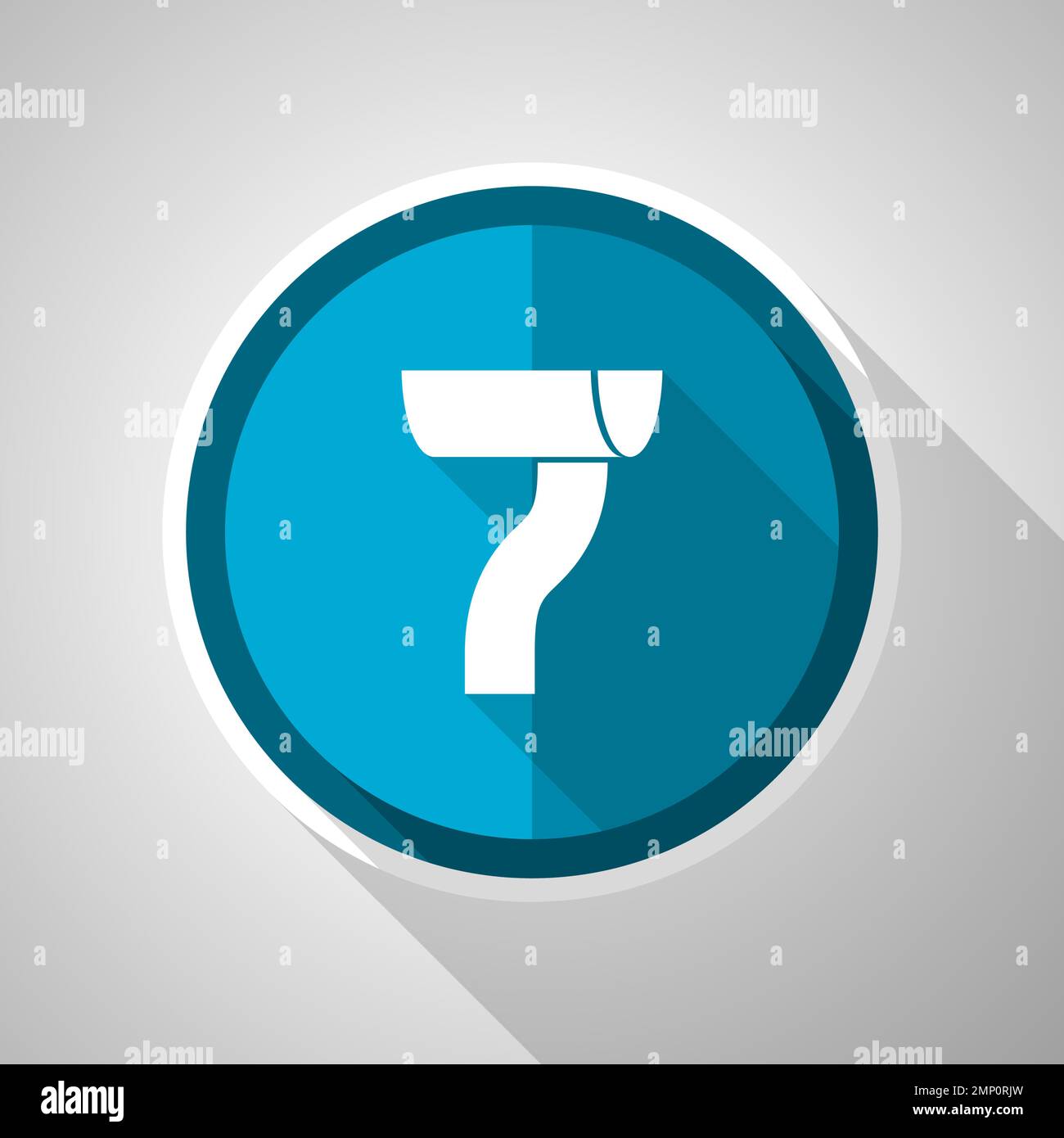 Gutter symbol, flat design vector blue icon with long shadow Stock Vector