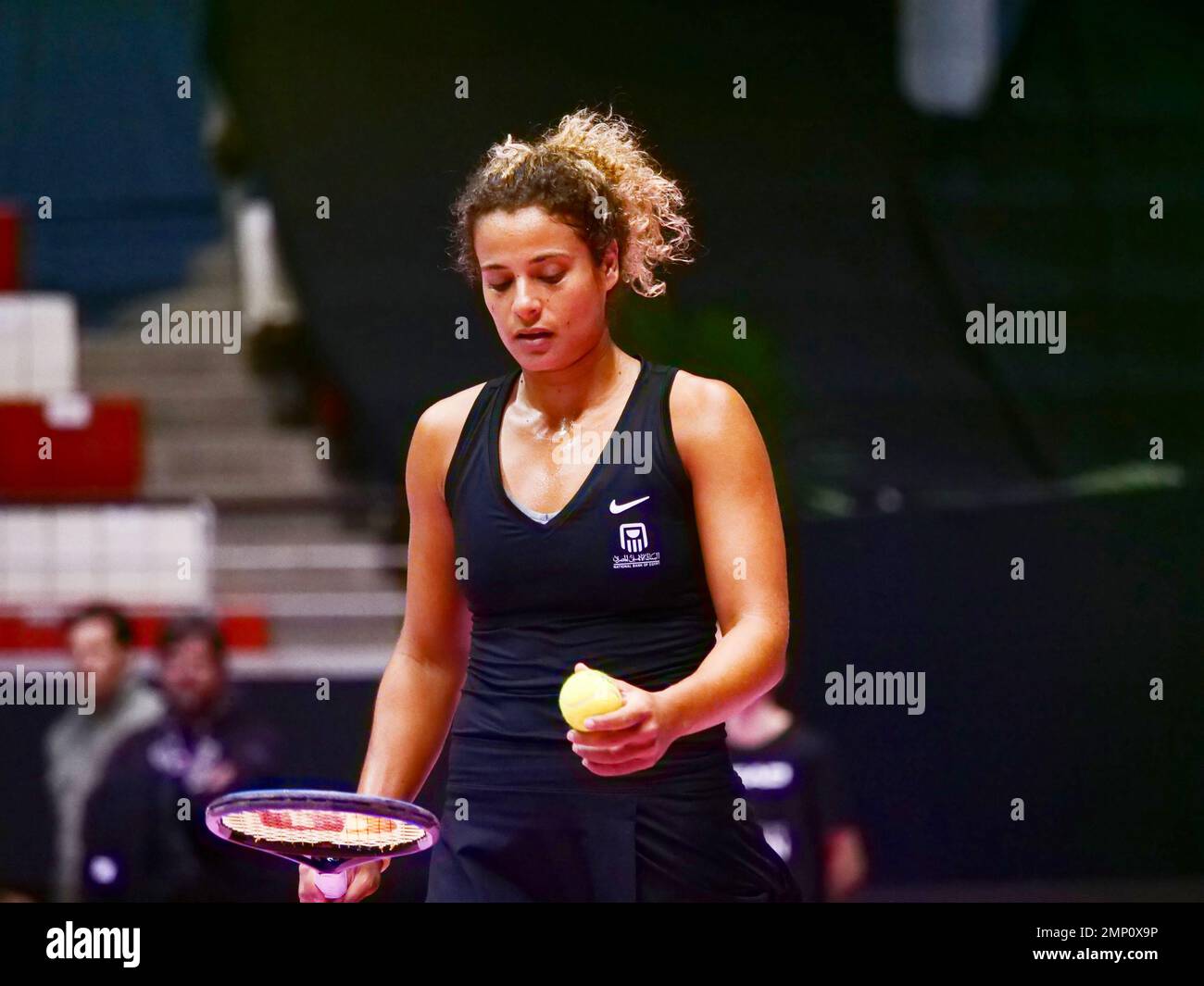 Mayar Sherif (EGY) in action against Ana Konjuh (CRO) during the Open