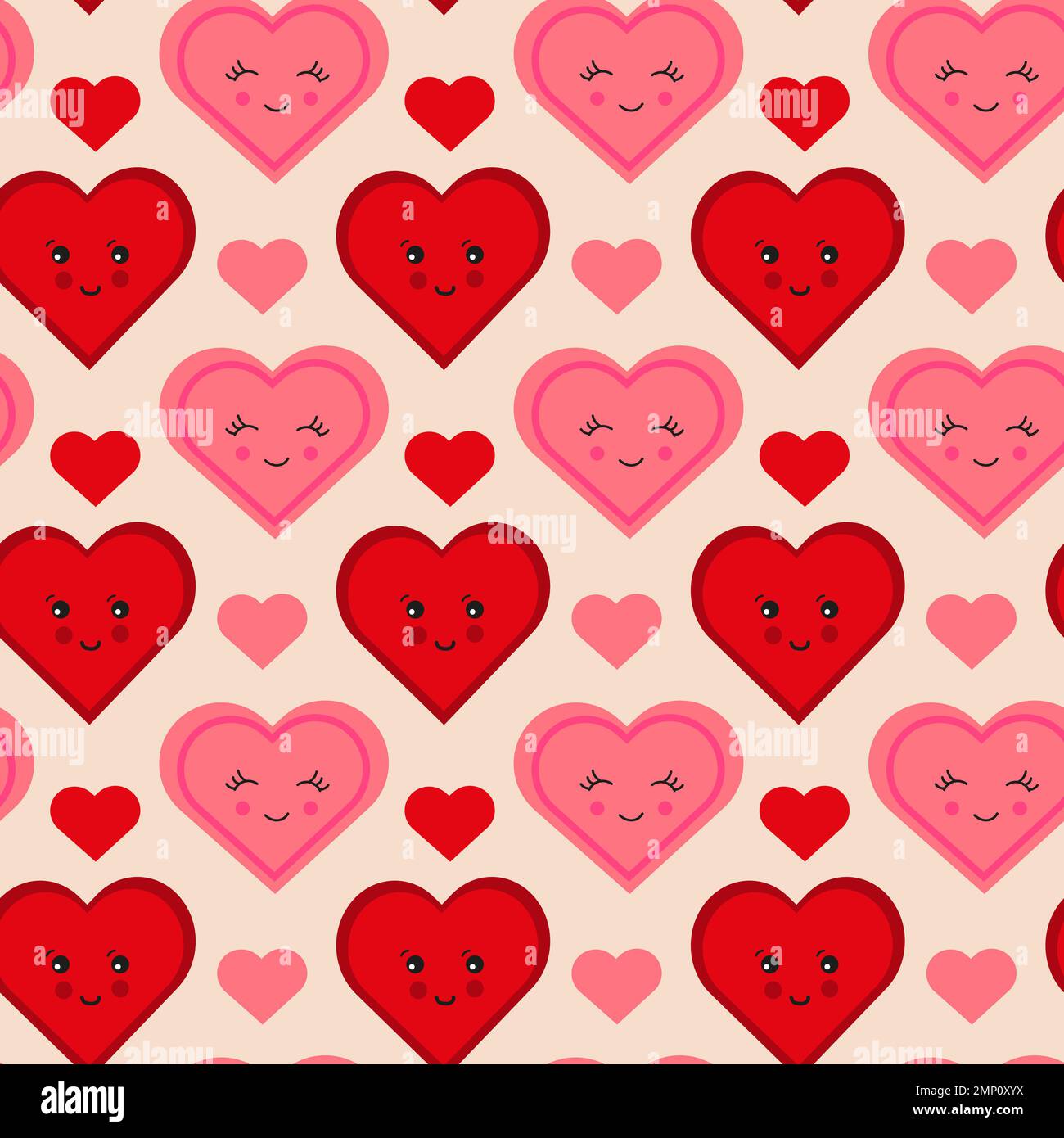 Seamless pattern with pink and blue hearts. Fabric pattern. Vector ...