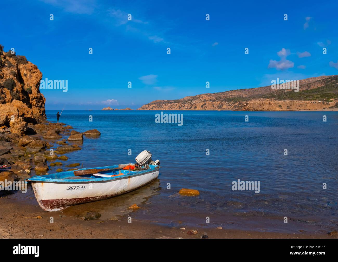 Boat on Madagh beach, North Africa, Oran, Algeria Stock Photo