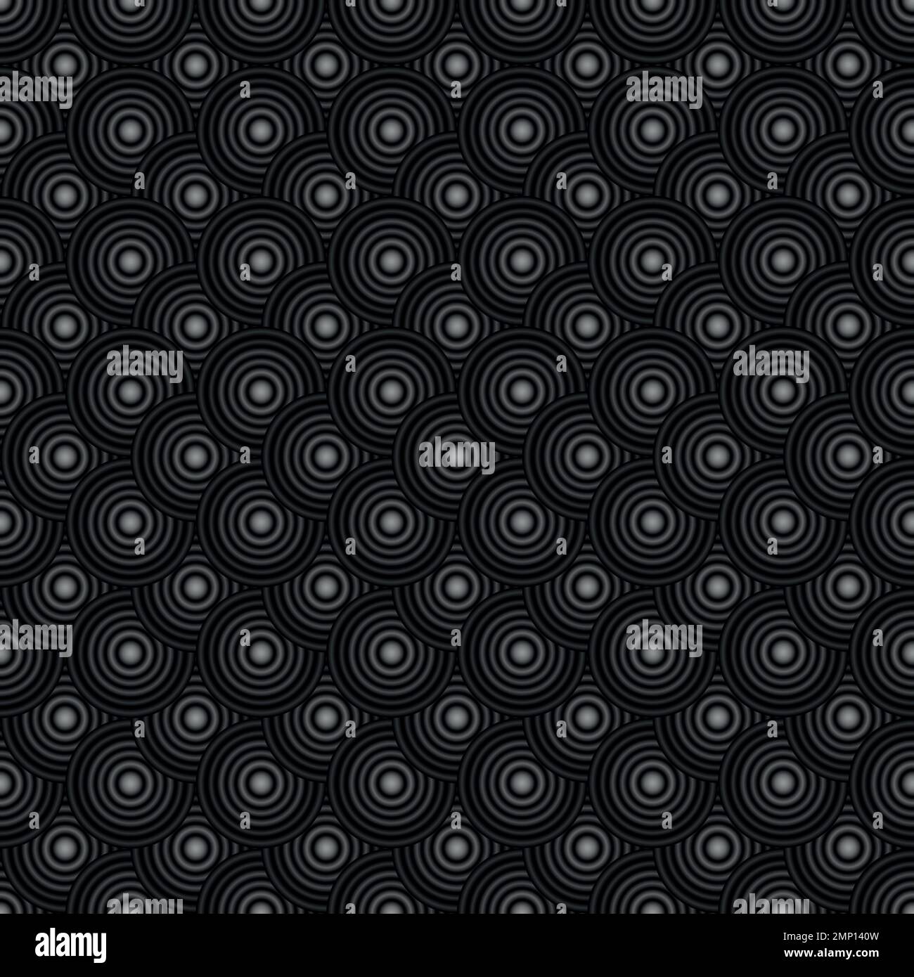 Black to grey concentric circles background - vector illustration - seamless pattern Stock Vector