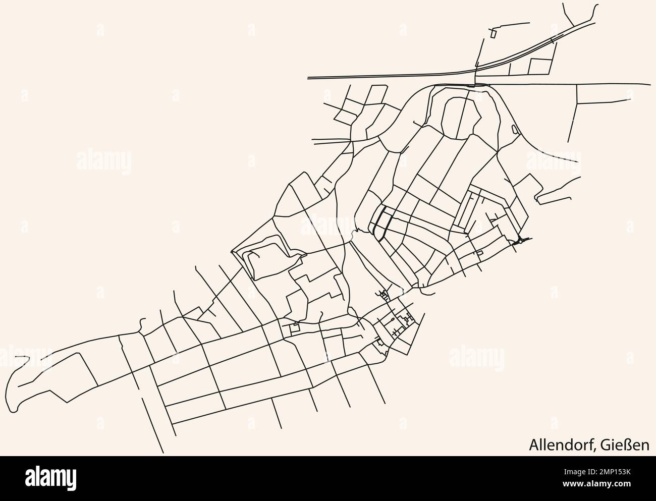 Street roads map of the ALLENDORF DISTRICT, GIESSEN Stock Vector