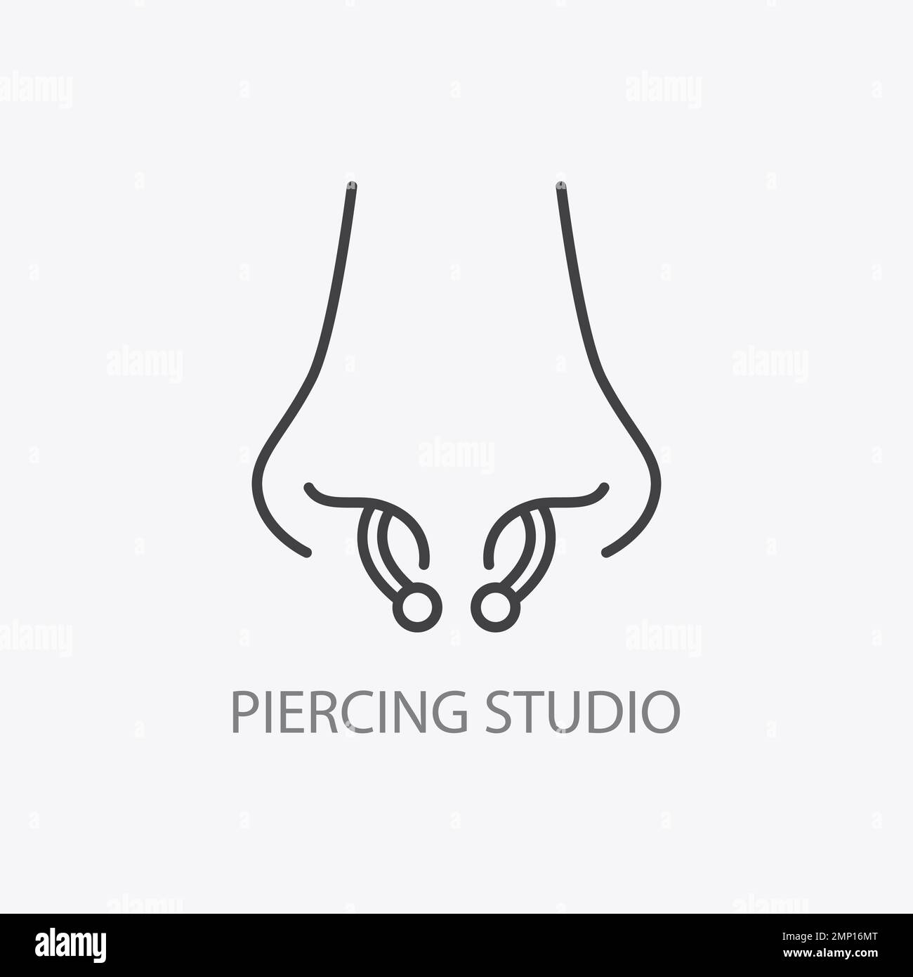 Piercing studio logo template. Pierced Nose Stock Vector