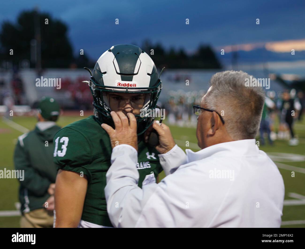 A High School football player with Central Dauphin High School gets his ...
