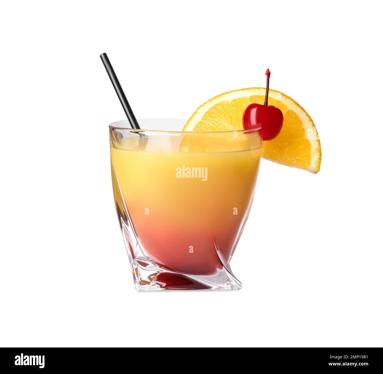 Fresh alcoholic Tequila Sunrise cocktail isolated on white Stock Photo Alamy