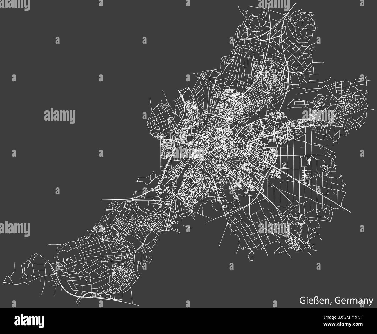 Street roads map of GIESSEN, GERMANY Stock Vector