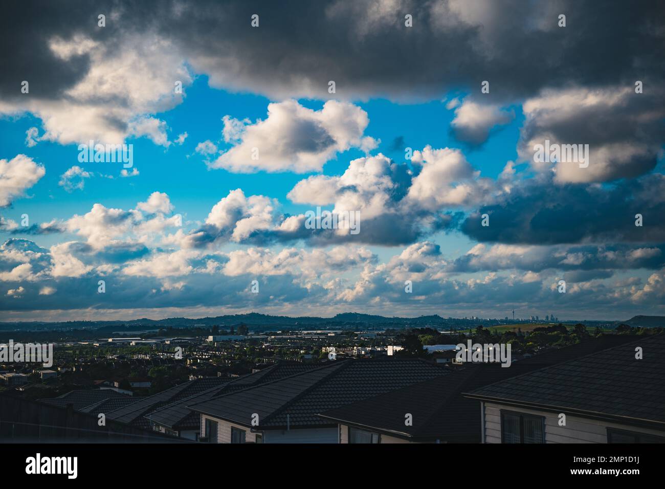 blue sky and white clouds on the roof Stock Photo - Alamy