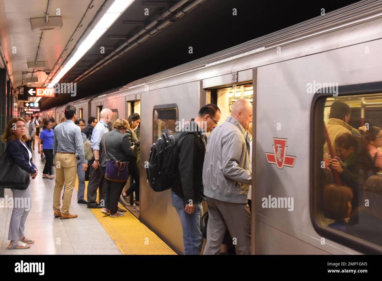 Subway, rush hour passengers, Toronto, Canada Stock Photo
