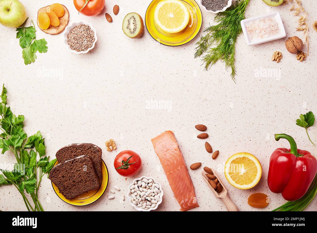 FODMAP healthy diet food with copy space. Organic fruits, vegetables