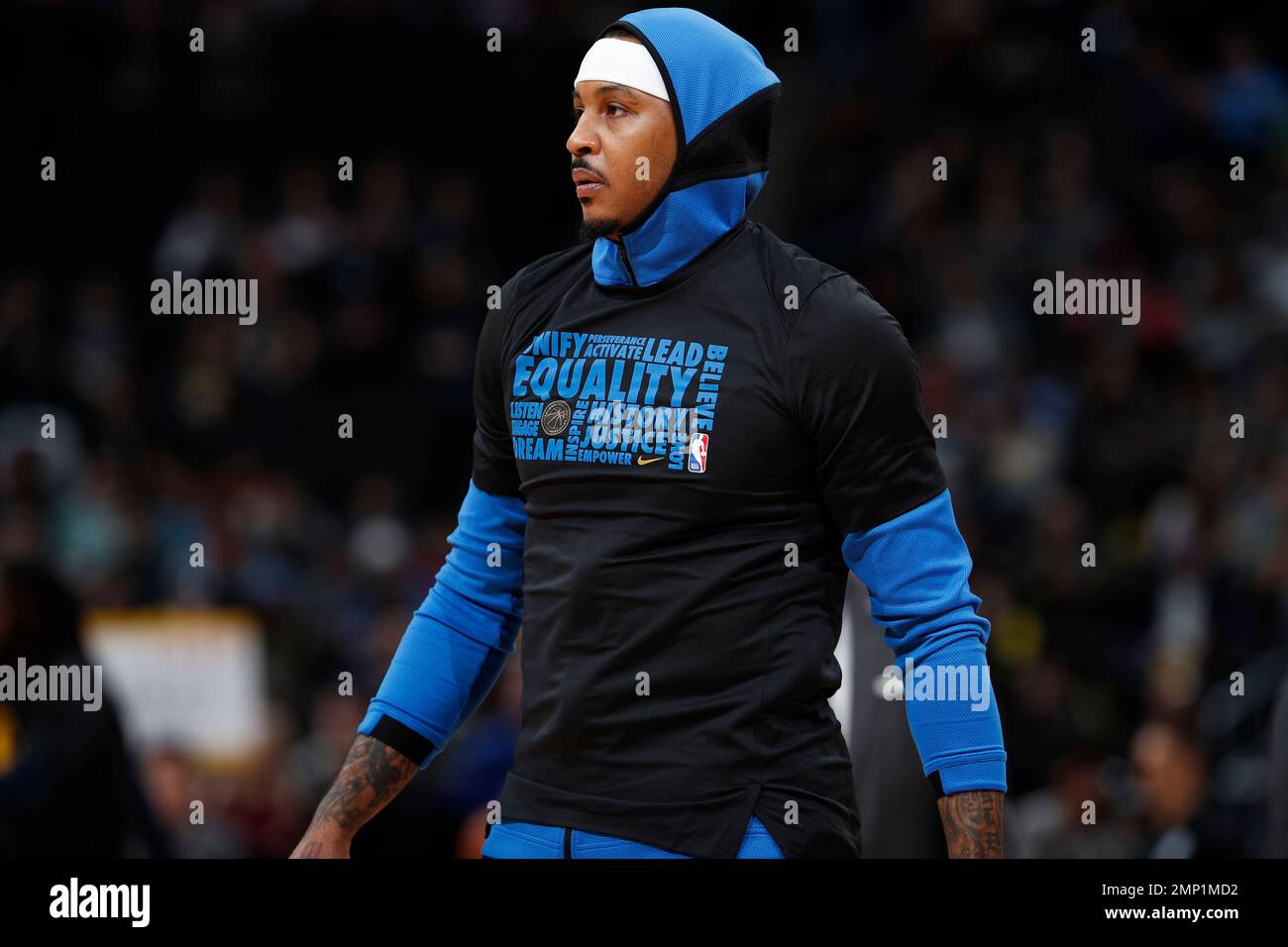 Oklahoma City Thunder forward Carmelo Anthony (7) wears his Jordan