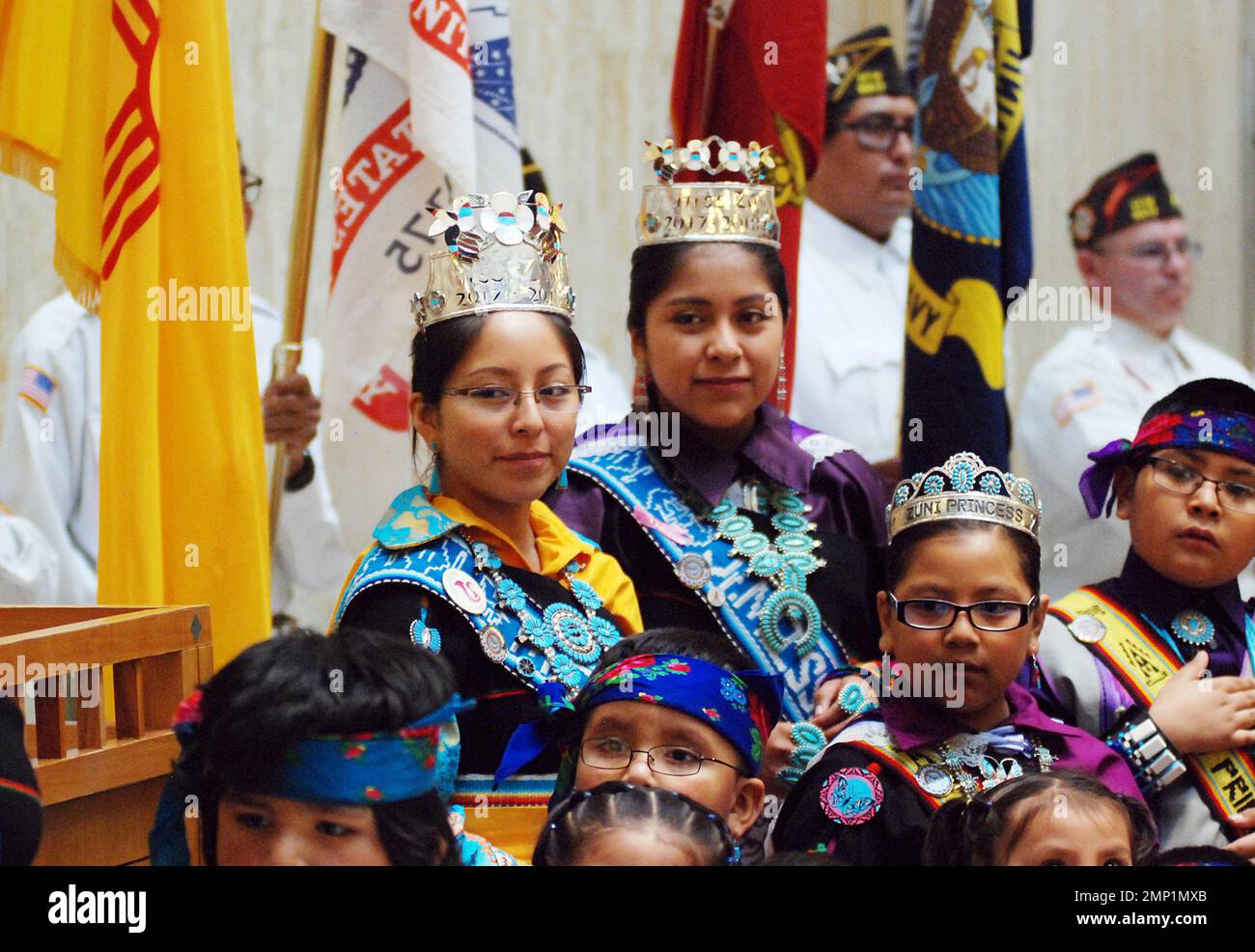 Miss Zuni Pueblo Kenzie Bowekaty, left, and junior Miss Zuni Pueblo