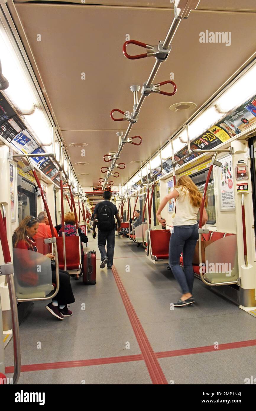 iIside a Subway train, Toronto, Canada Stock Photo