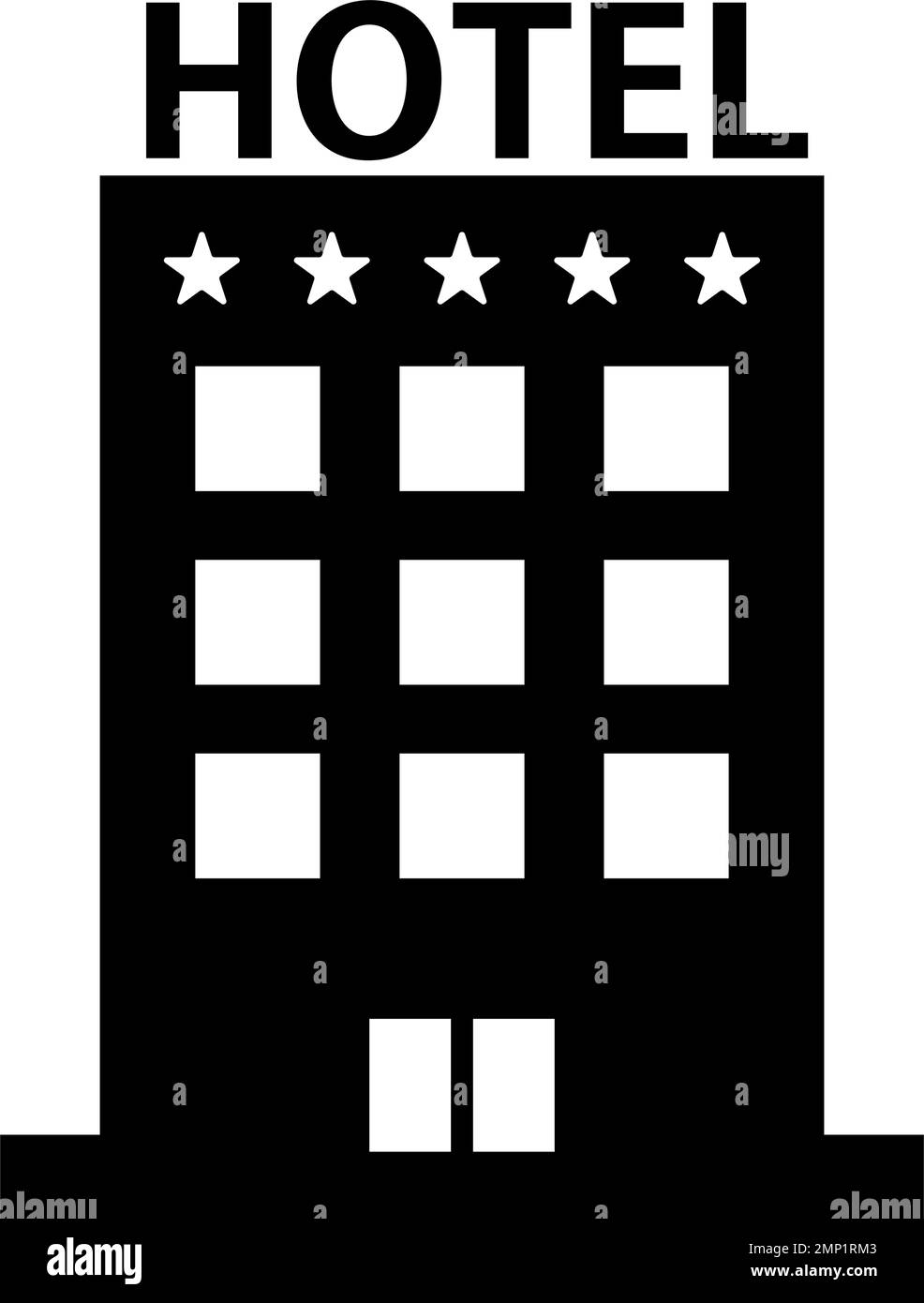 5-star hotel silhouette icon. Highly rated hotel. Editable vector. Stock Vector