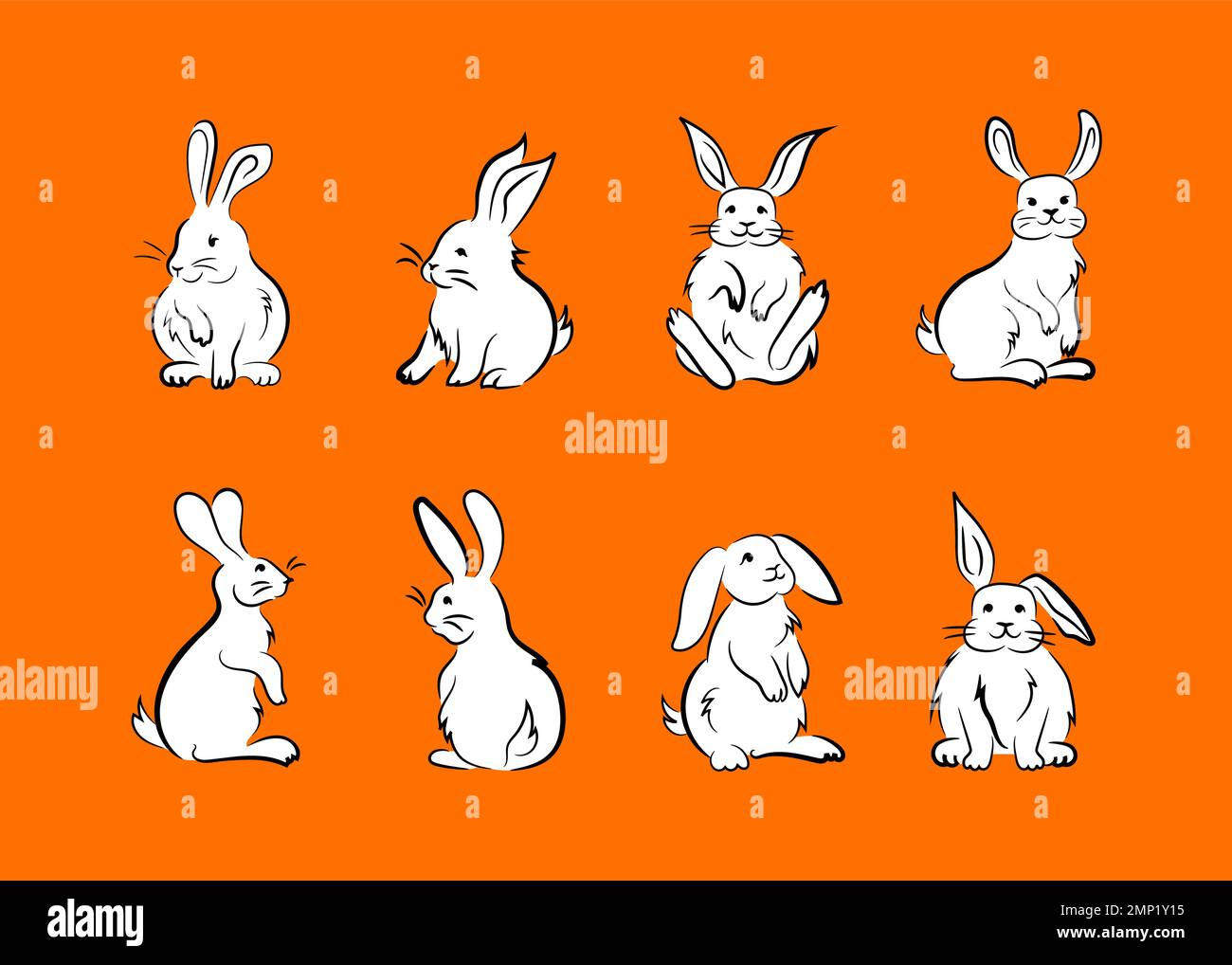 Group of white rabbits Stock Vector Images Alamy