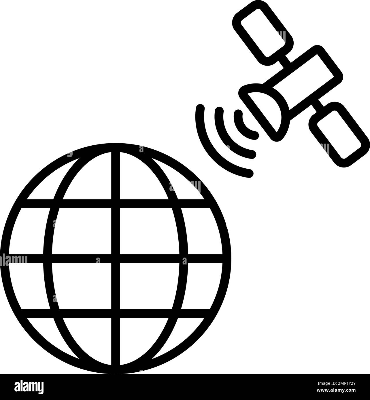 Artificial satellite icon orbiting the earth. Satellite Internet. Editable vector. Stock Vector