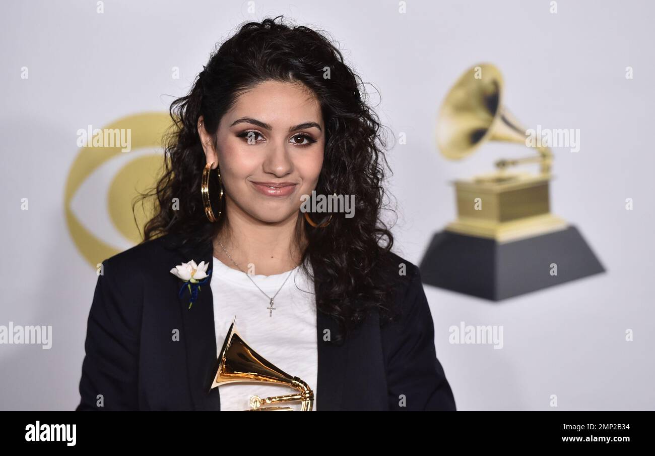 Alessia Cara poses in the press room with the best new artist award at