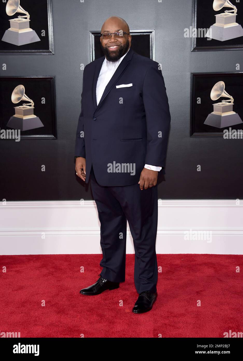 Cortez Vaughn arrives at the 60th annual Grammy Awards at