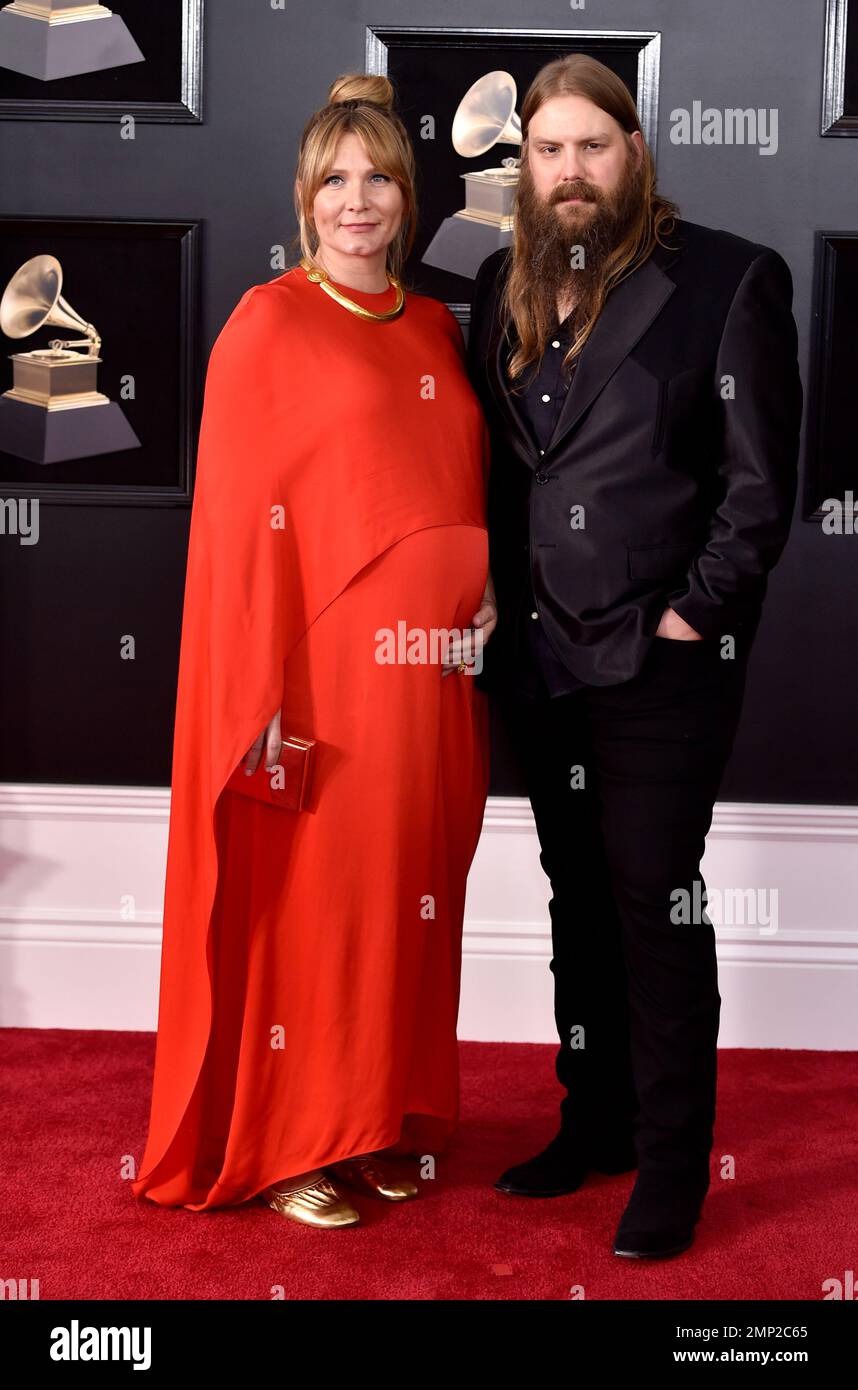 Chris Stapleton, right, and Morgane Stapleton arrive at the 60th annual ...