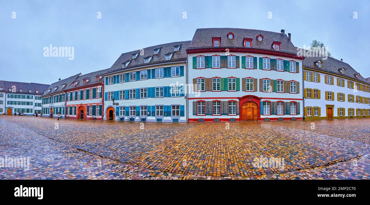 BASEL, SWITZERLAND - APRIL 1, 2022: Panoramic view on Swiss styled ...