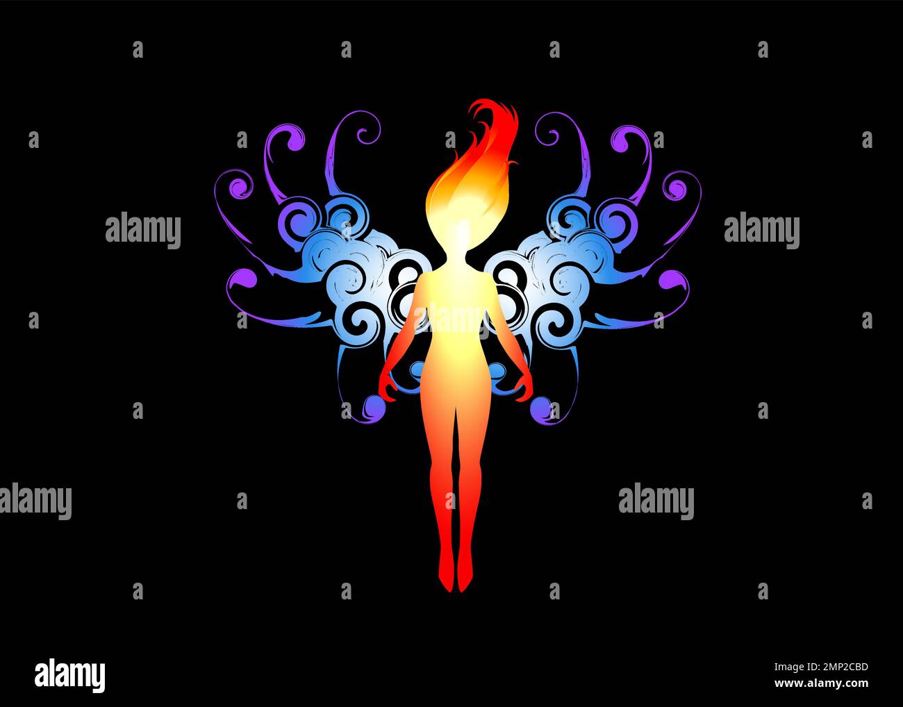 Beautiful Abstract and colorful fairy butterfly magic silhouette wallpaper background painting Stock Vector