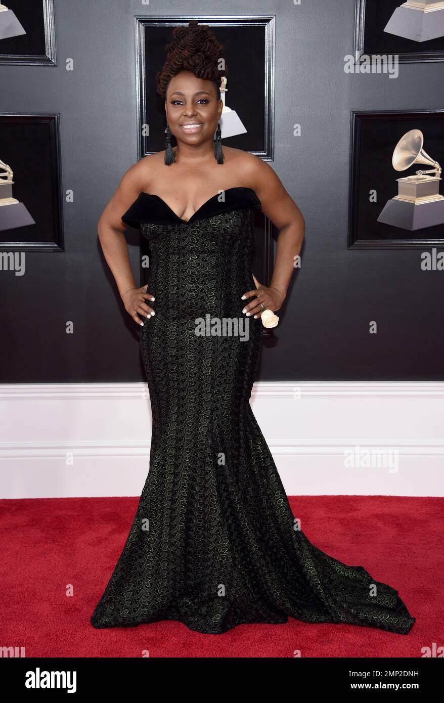 Ledisi arrives at the 60th annual Grammy Awards at Madison Square