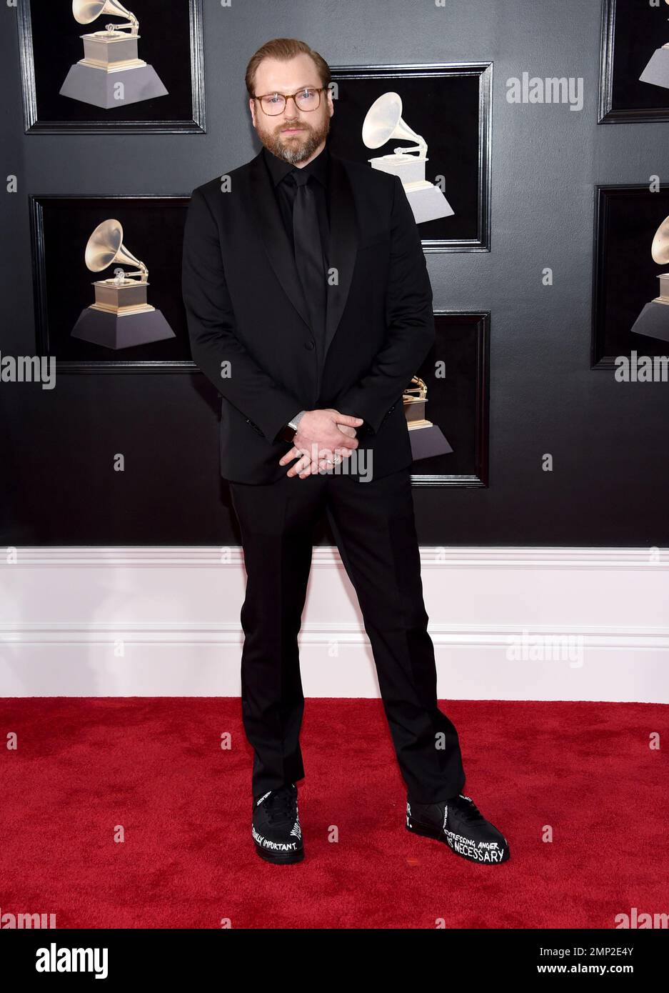Andy Hines arrives at the 60th annual Grammy Awards at Madison Square