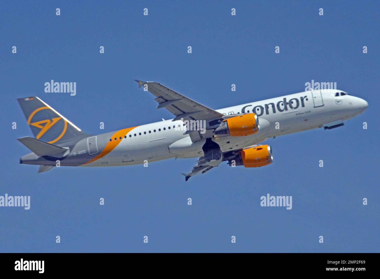 Germany, Bavaria, Munich:  D-AICG  Airbus A.320-212  (c/n 0957) of Condor  at Munich's Franz Josef Strauss airport. Stock Photo