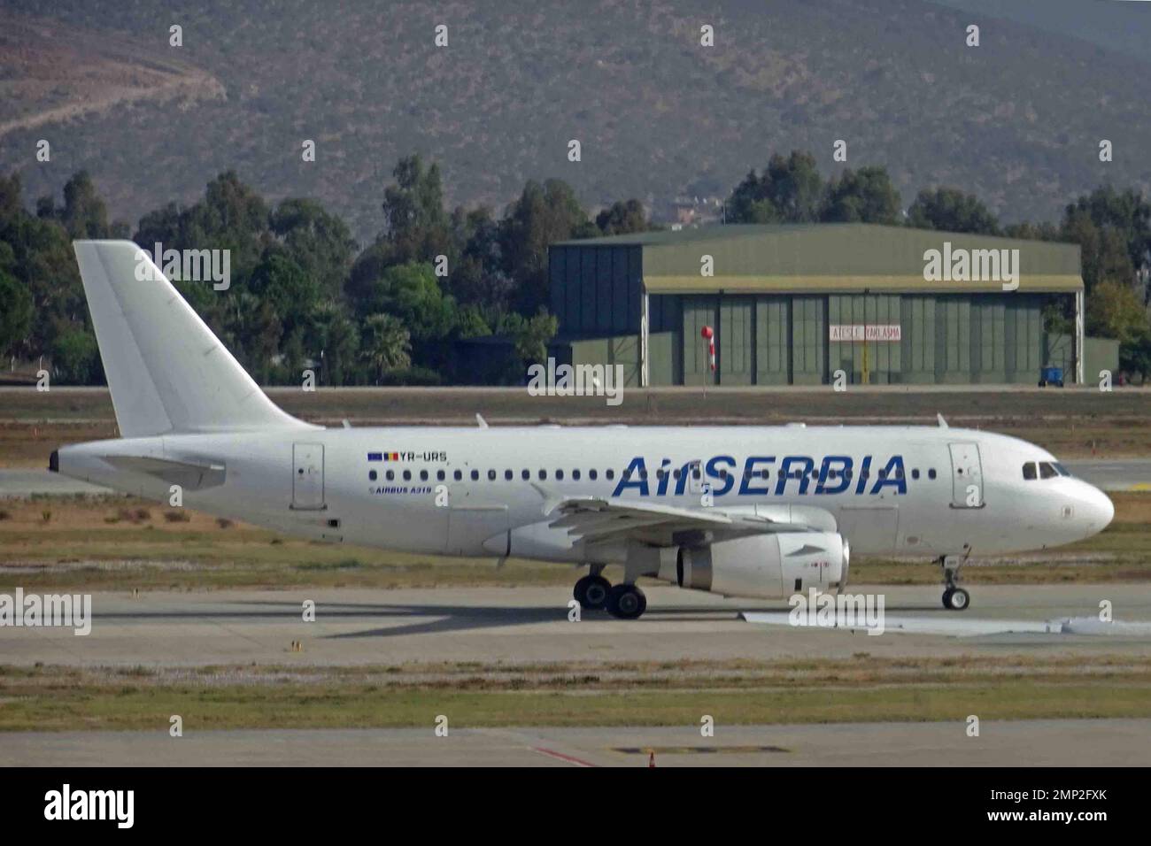 Turkey, Mugla, Bodrum:  YR-URS  Airbus A.319-132  (c/n 3614)  of Air Serbia. Stock Photo
