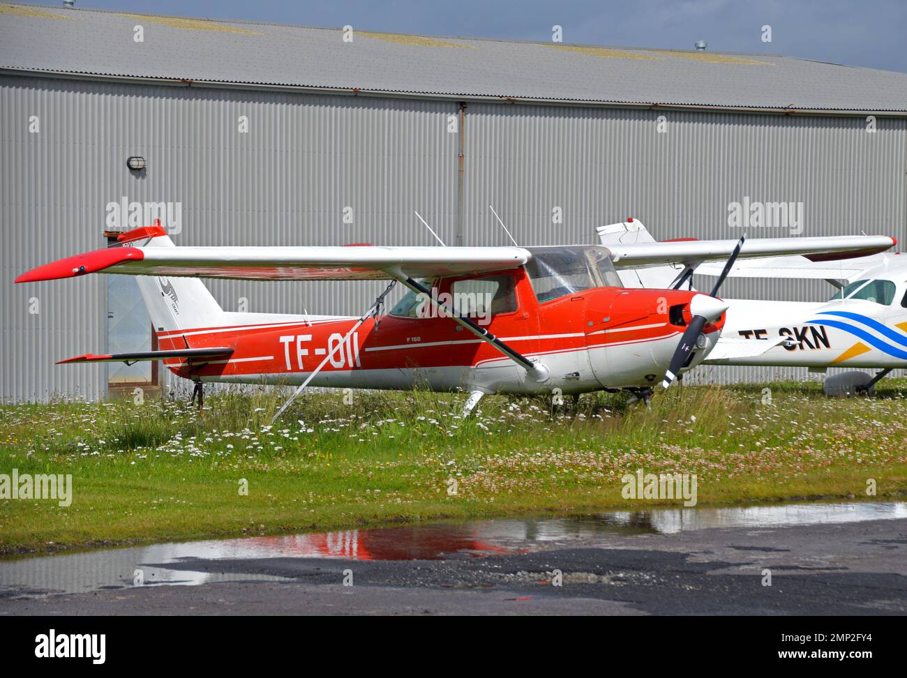 Iceland, Reykjavik:   TF-OII  Cessna  F.150L  (c/n 0945)  at Reykjavik airport. Stock Photo