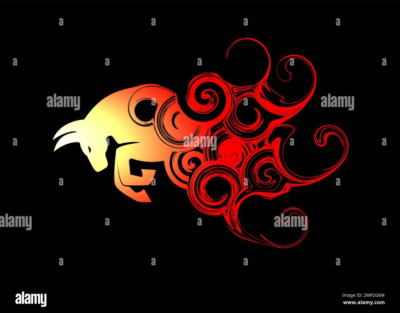 Beautiful Abstract and colorful Bull Attack aggressive silhouette wallpaper background painting Stock Vector