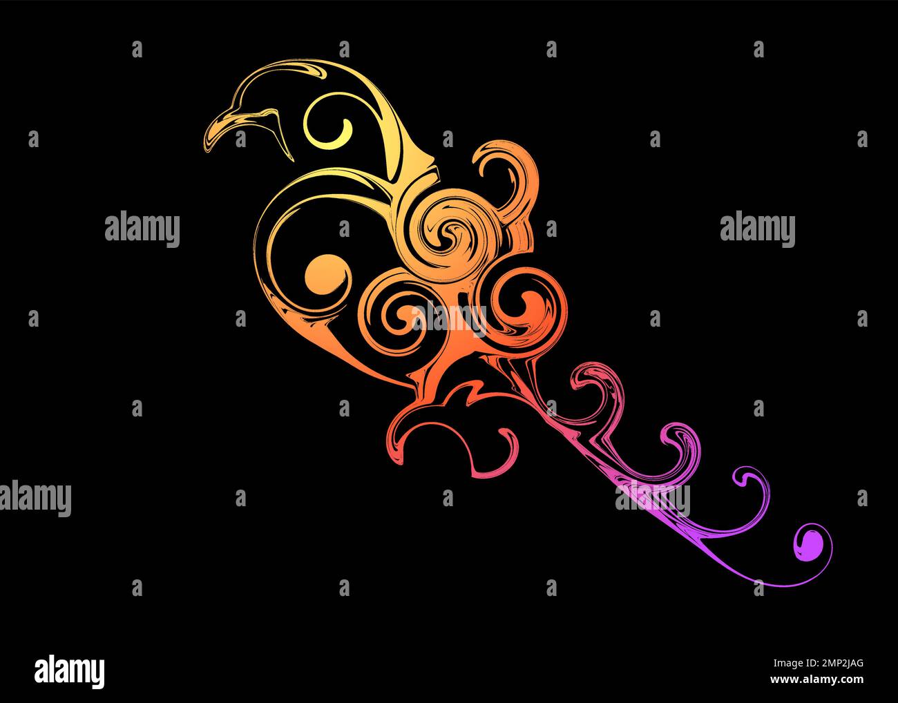 Beautiful Abstract and colorful bird perch silhouette wallpaper background painting Stock Vector